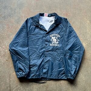 Vintage 80s Northwood Baseball Jacket Men's Size L Navy Snap Front Lightweight